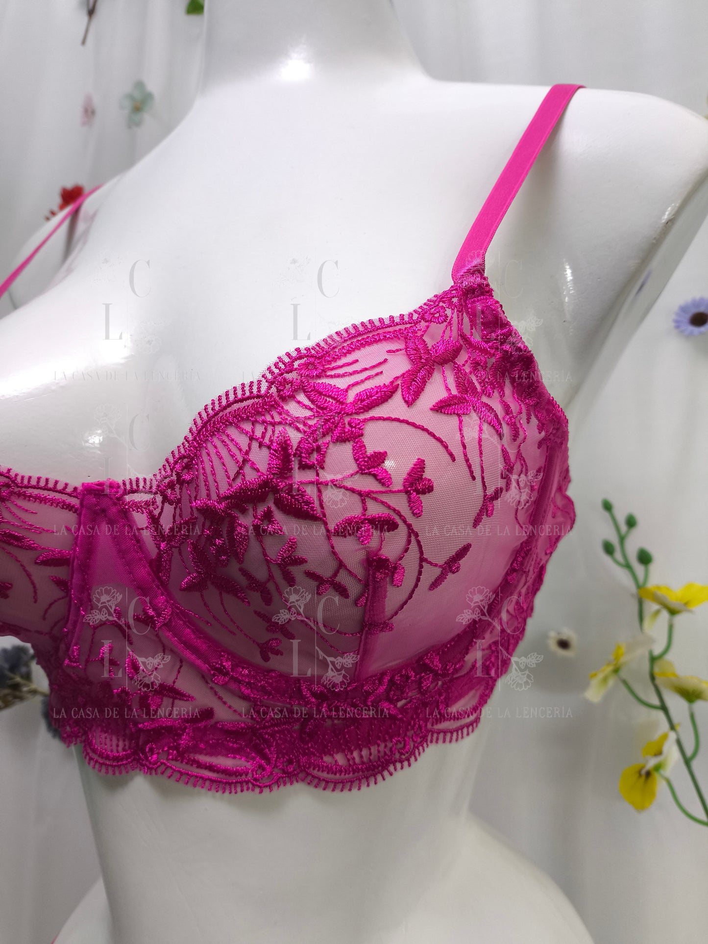 Set Flor de lino fucsia