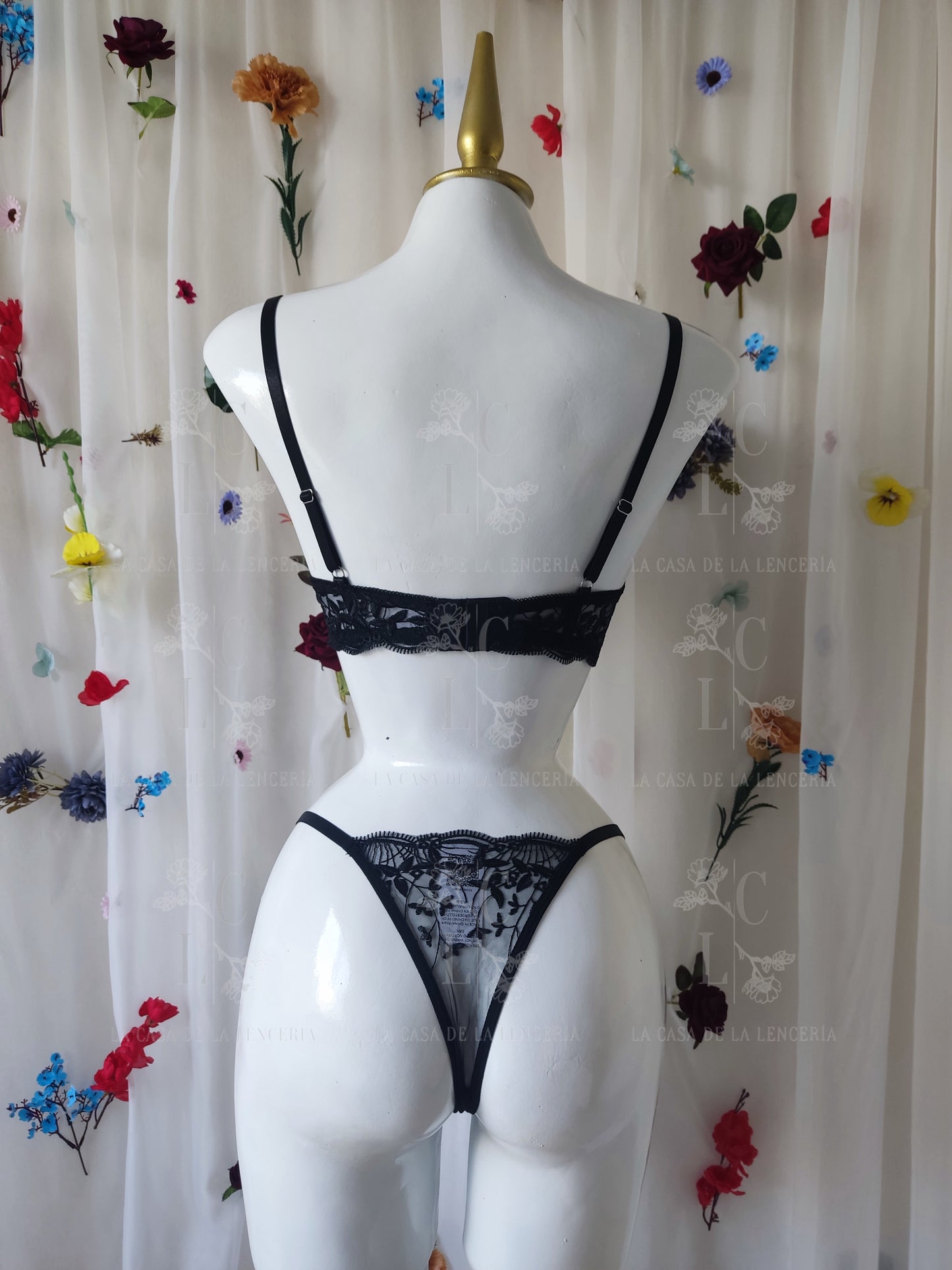 Set Flor de Lino negro