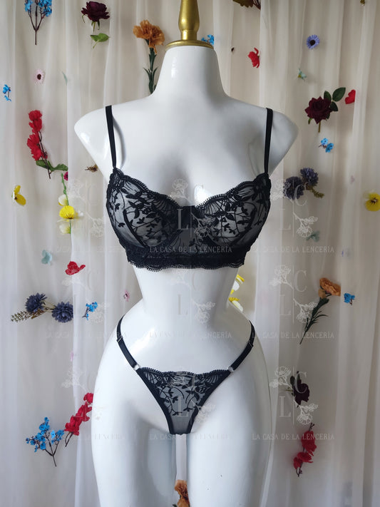 Set Flor de Lino negro