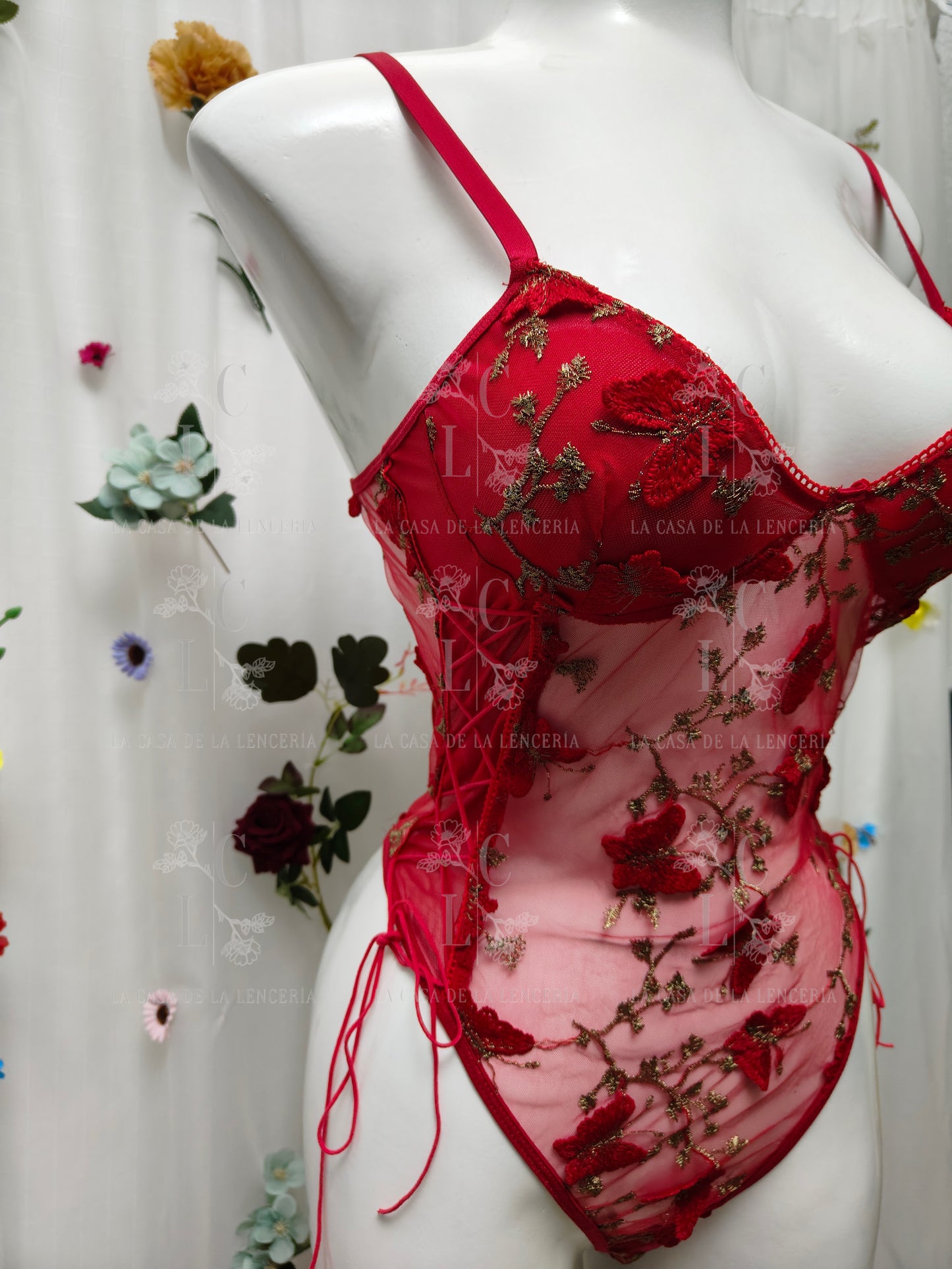 Body mariposas rojo