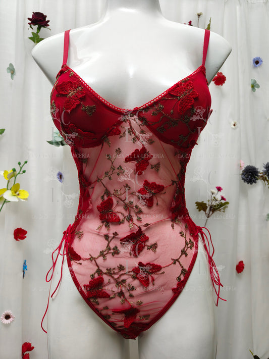 Body mariposas rojo